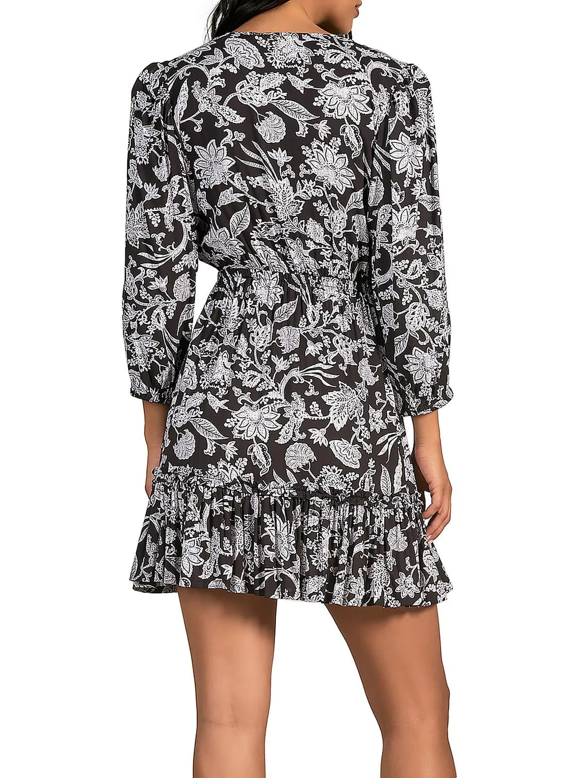 Elan Floral Print Cut Out Mini Dress Black sold by Leota product image thumbnail 2