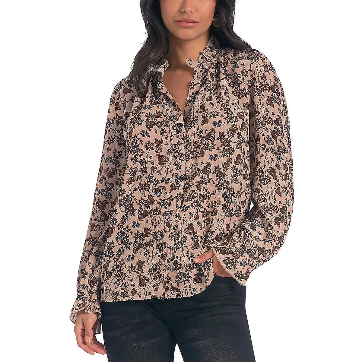 Elan Ruffle Collar Top Yellow Size XS sold by Leota