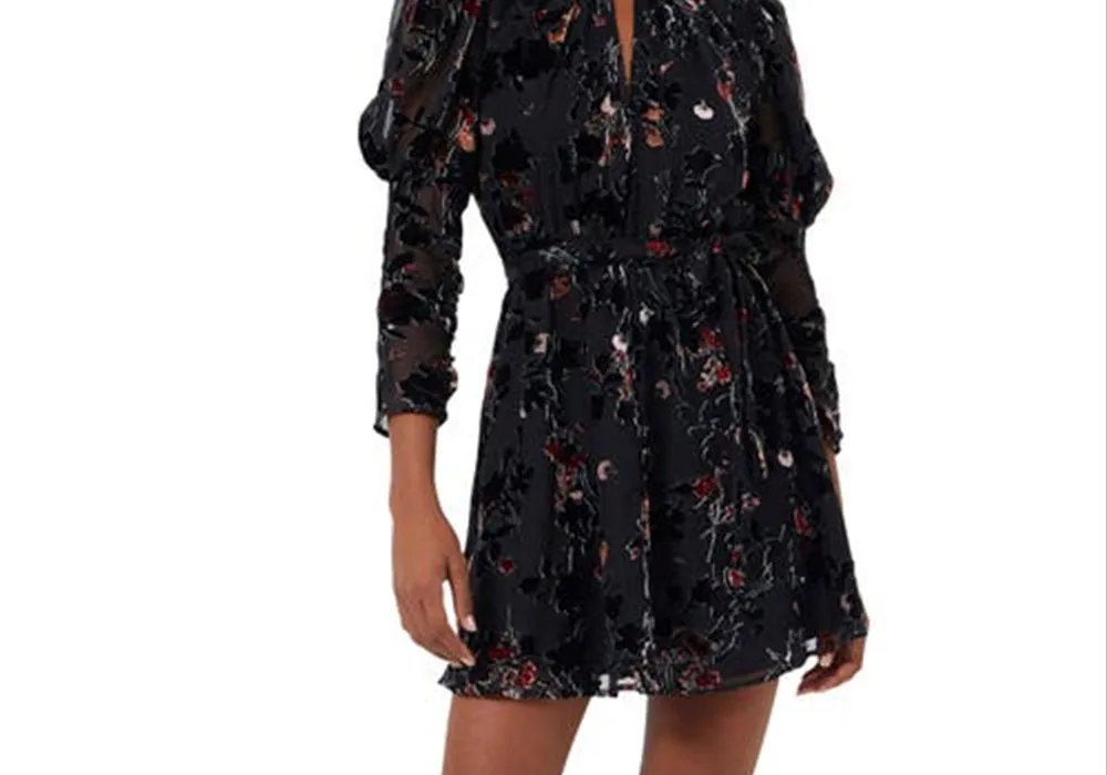 French Connection Guthern Burnout Long Sleeve Minidress Black Size 0 sold by Leota product image thumbnail 5