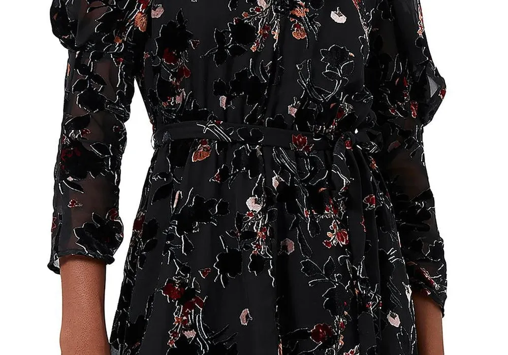 French Connection Guthern Burnout Long Sleeve Minidress Black Size 0 sold by Leota product image thumbnail 3