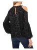CeCe Womens Sequined Cold Shoulder Blouse Black Size XS sold by Leota