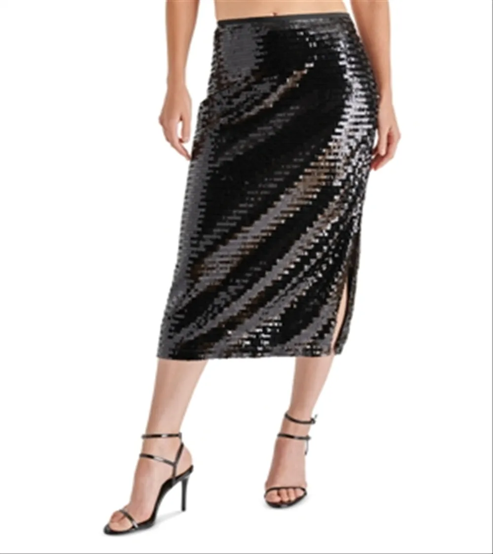 Steve Madden Dinah Sequin Midi Skirt Black Size S sold by Leota