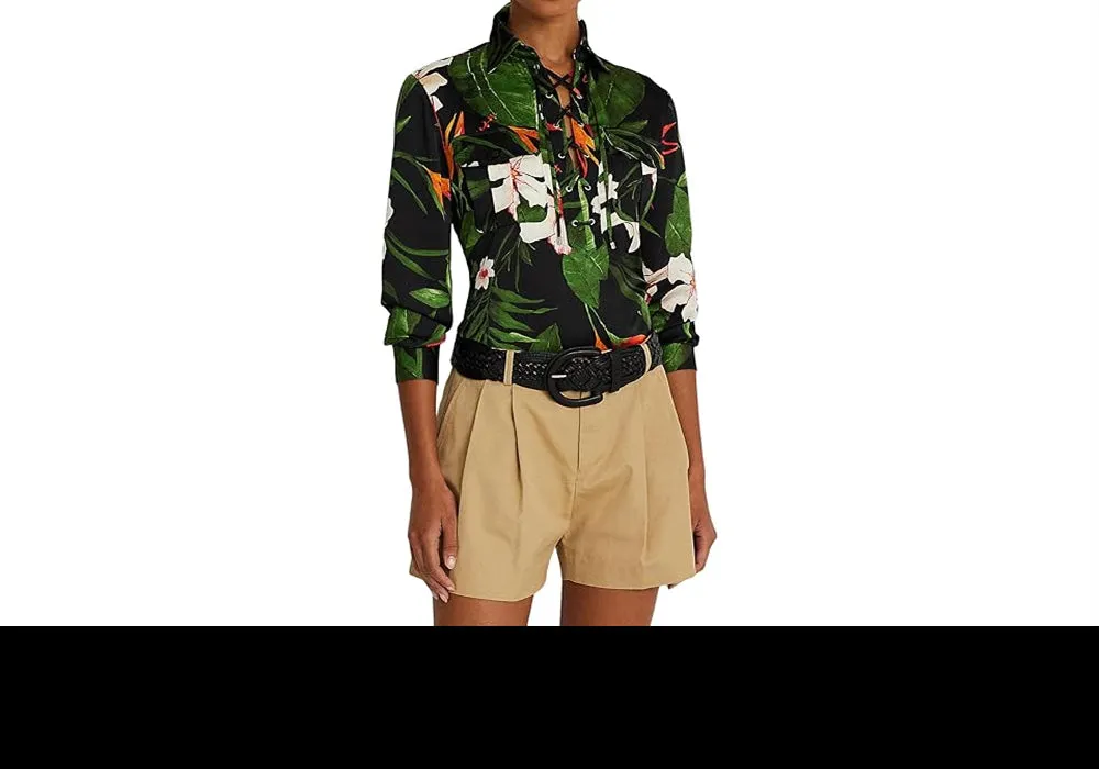 LAUREN Ralph Lauren Floral Charmeuse Lace-Up Blouse Multi sold by Leota product image thumbnail 2