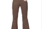 Paige Genevieve High Rise Fla Jeans in Cognac Luxe Coating Tan Size 34 sold by Leota