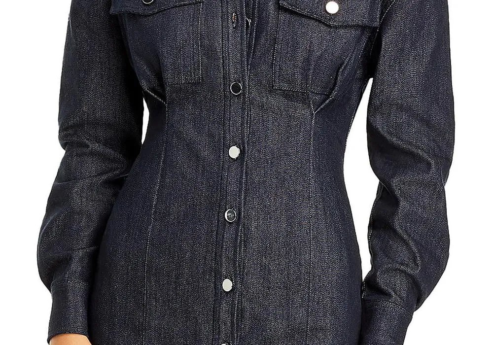 line and dot Mora Button-Down Dress Gray Size Small sold by Leota product image thumbnail 3