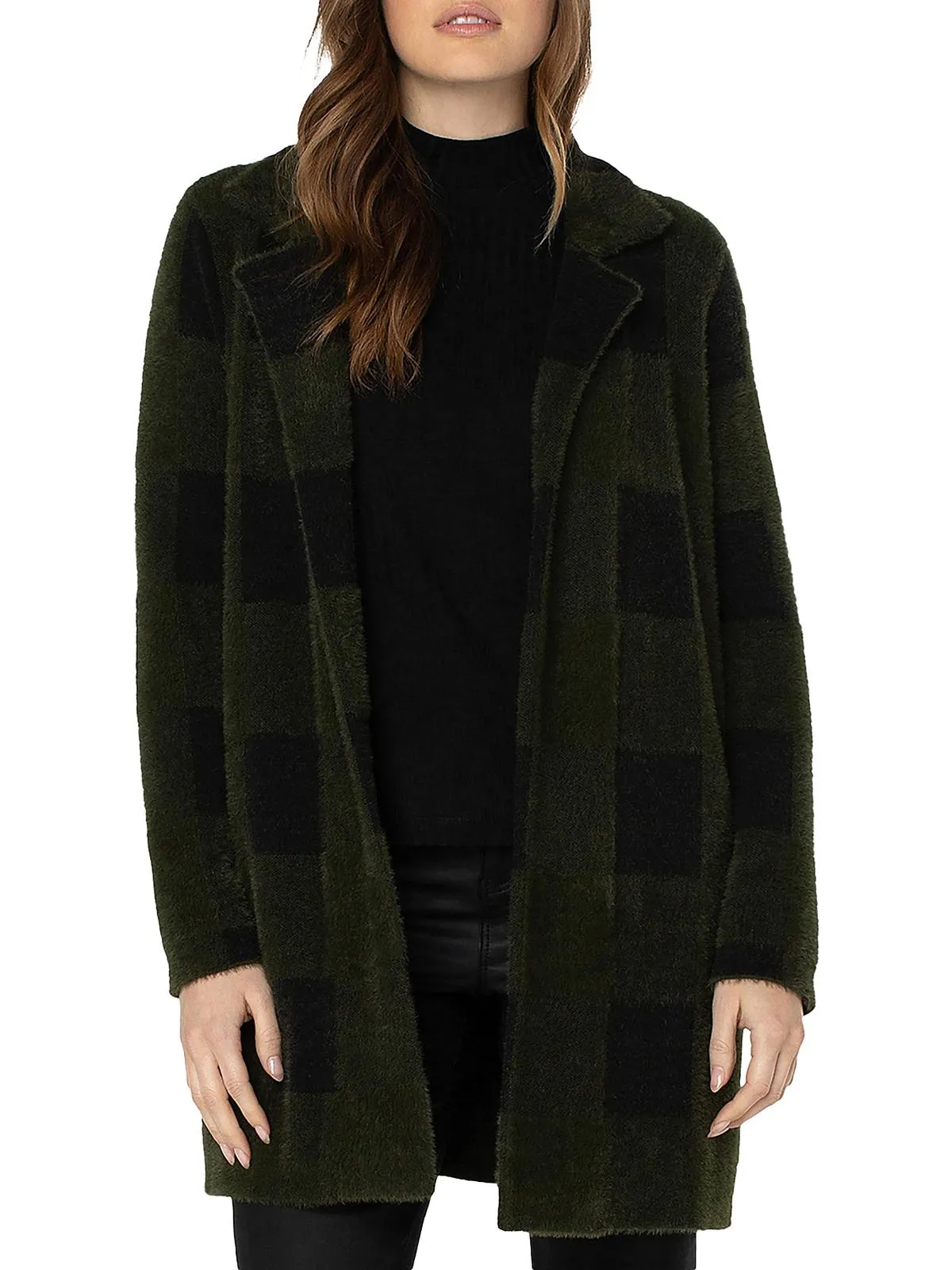 Liverpool Los Angeles Buffalo Check Open Front Jacket Black sold by Leota