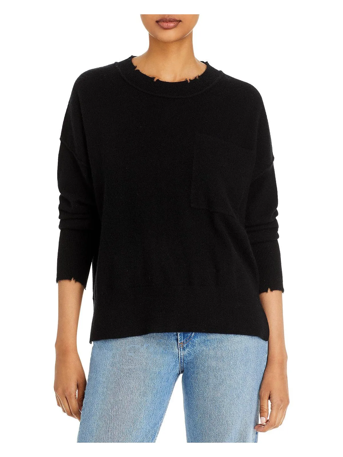 Aqua Distressed Cashmere Sweater Black Size XS sold by Leota