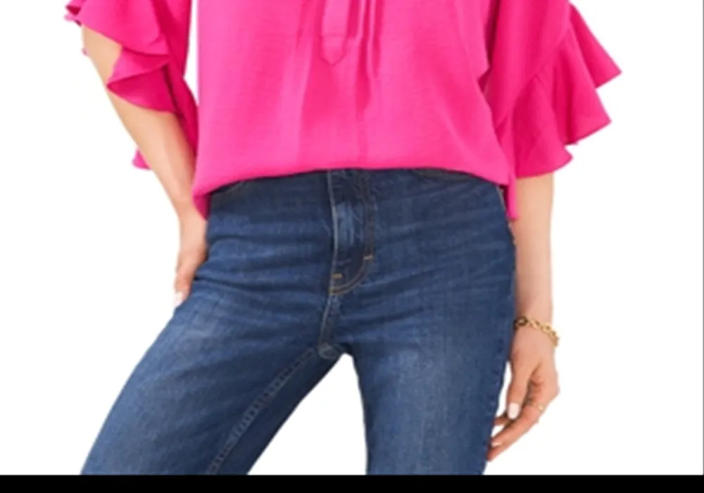 Vince Camuto Split Neck Ruffle Sleeve Blouse Pink Size XL sold by Leota product image thumbnail 3