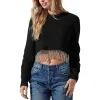 Astr the Label Palmer Rhinestone Fringe Sweater Black Size XS sold by Leota