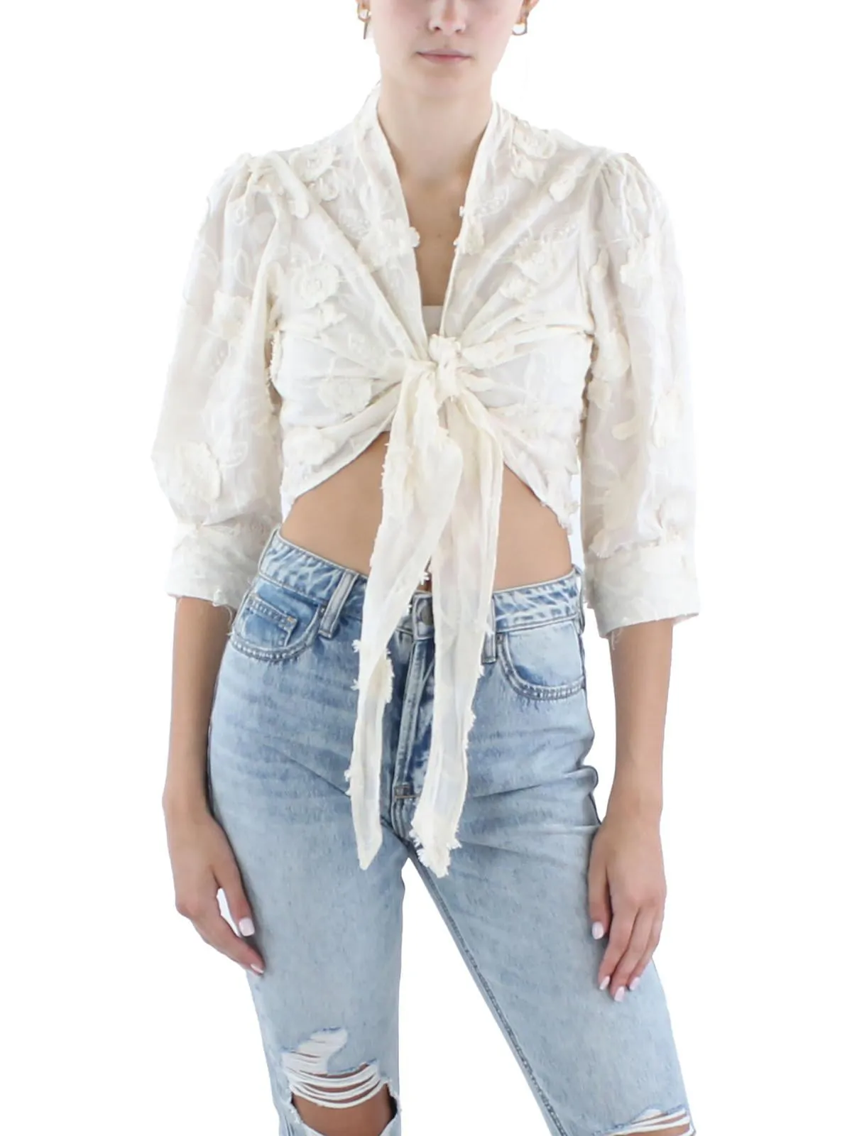 Rhode Lana Puff Sleeve Crop Top Orange sold by Leota product image thumbnail 3