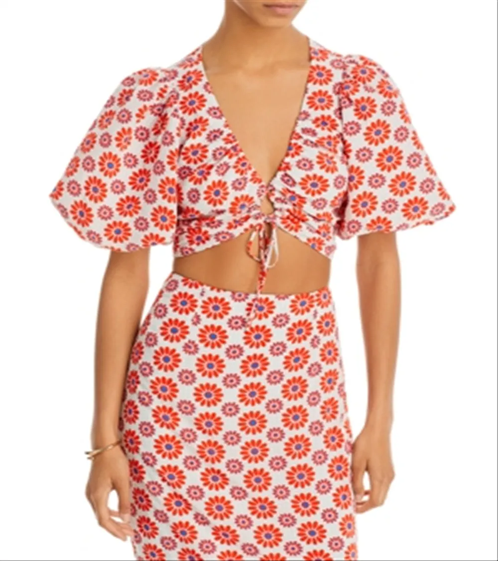 Rhode Lana Puff Sleeve Crop Top Orange sold by Leota product image thumbnail 4