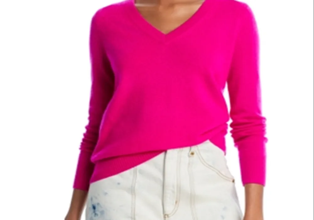 Aqua Cashmere V-Neck Cashmere Sweater sold by Leota product image thumbnail 2