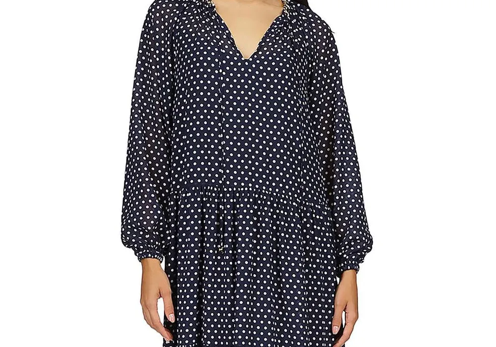 Michael Kors Graphic Dot Tiered Midi Dress Blue Size S sold by Leota product image thumbnail 2