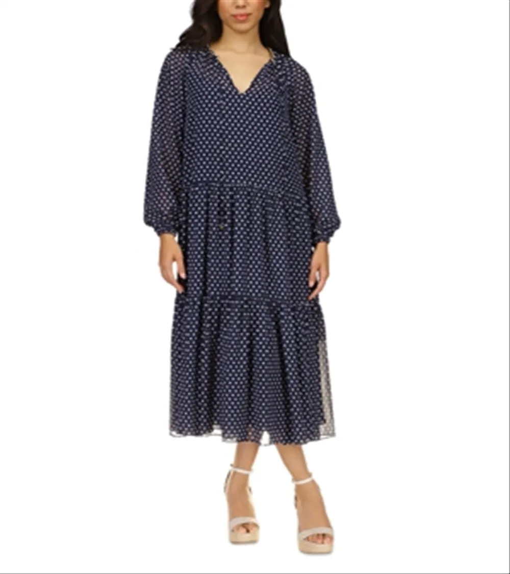 Michael Kors Graphic Dot Tiered Midi Dress Blue Size S sold by Leota product image thumbnail 4