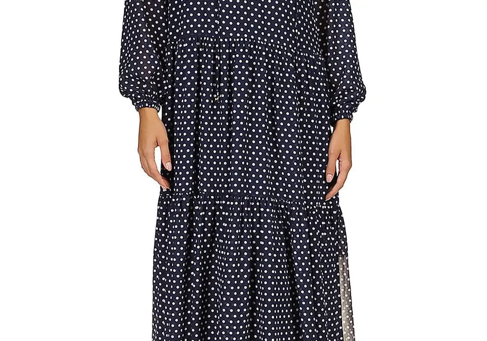 Michael Kors Graphic Dot Tiered Midi Dress Blue Size S sold by Leota product image thumbnail 3