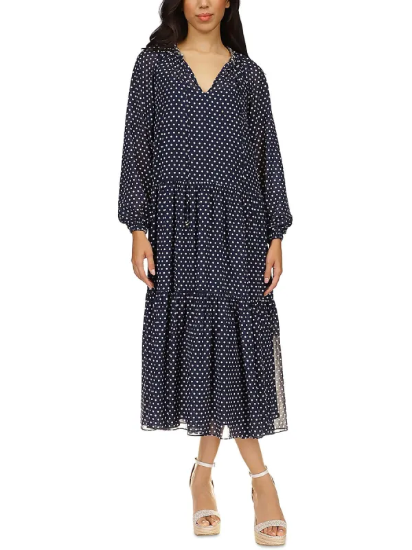 Michael Kors Graphic Dot Tiered Midi Dress Blue Size S sold by Leota
