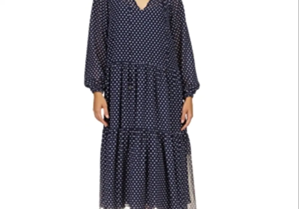 Michael Kors Graphic Dot Tiered Midi Dress Blue Size S sold by Leota product image thumbnail 5
