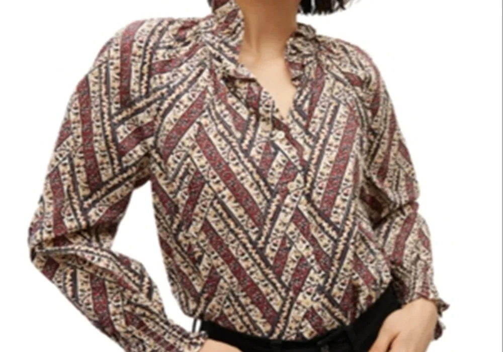 Veronica Beard Calisto High Neck Ruffled Top White sold by Leota product image thumbnail 2