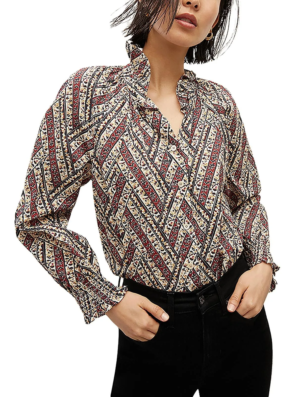 Veronica Beard Calisto High Neck Ruffled Top White sold by Leota product image thumbnail 4