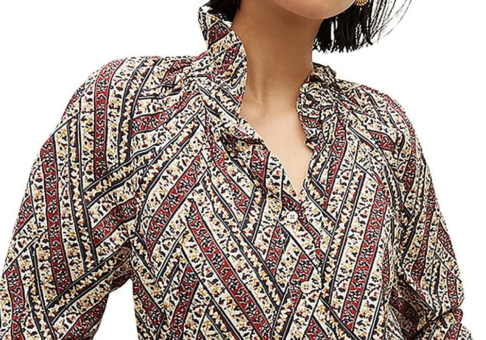 Veronica Beard Calisto High Neck Ruffled Top White sold by Leota product image thumbnail 5