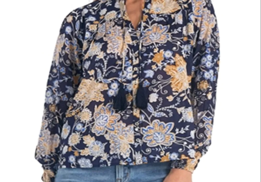 Elan Printed Cotton Peasant Top Size S sold by Leota product image thumbnail 5