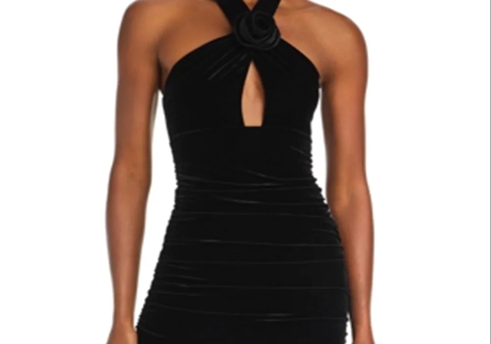 Bardot Inara Velour Mini Dress Black Size 4 sold by Leota product image thumbnail 2