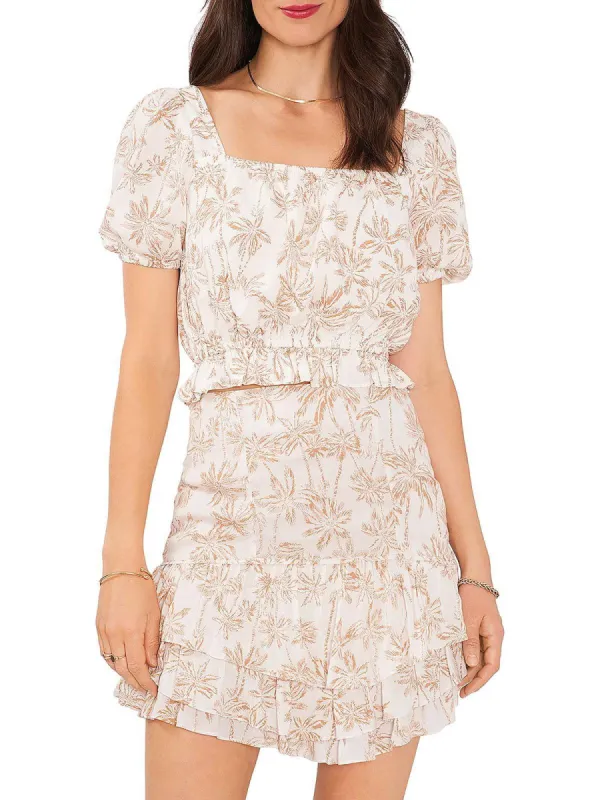 1.State Womens Printed Square Neck Cropped White Size Medium sold by Leota