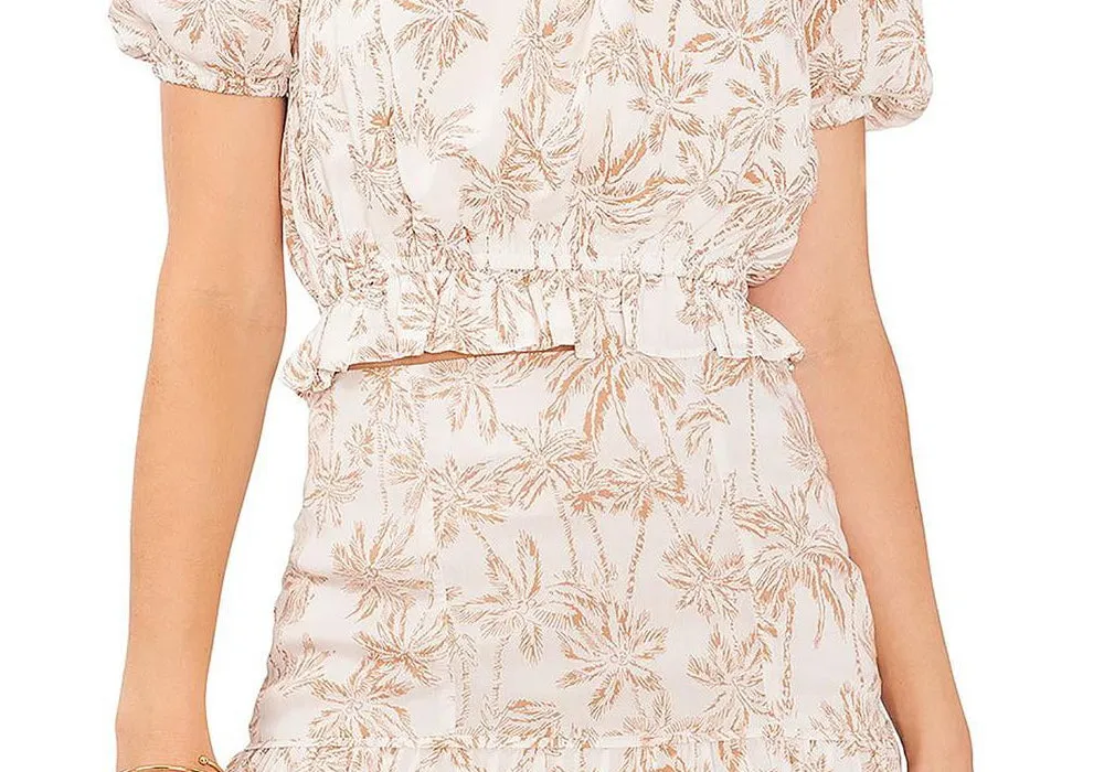 1.State Womens Printed Square Neck Cropped White Size Medium sold by Leota product image thumbnail 3