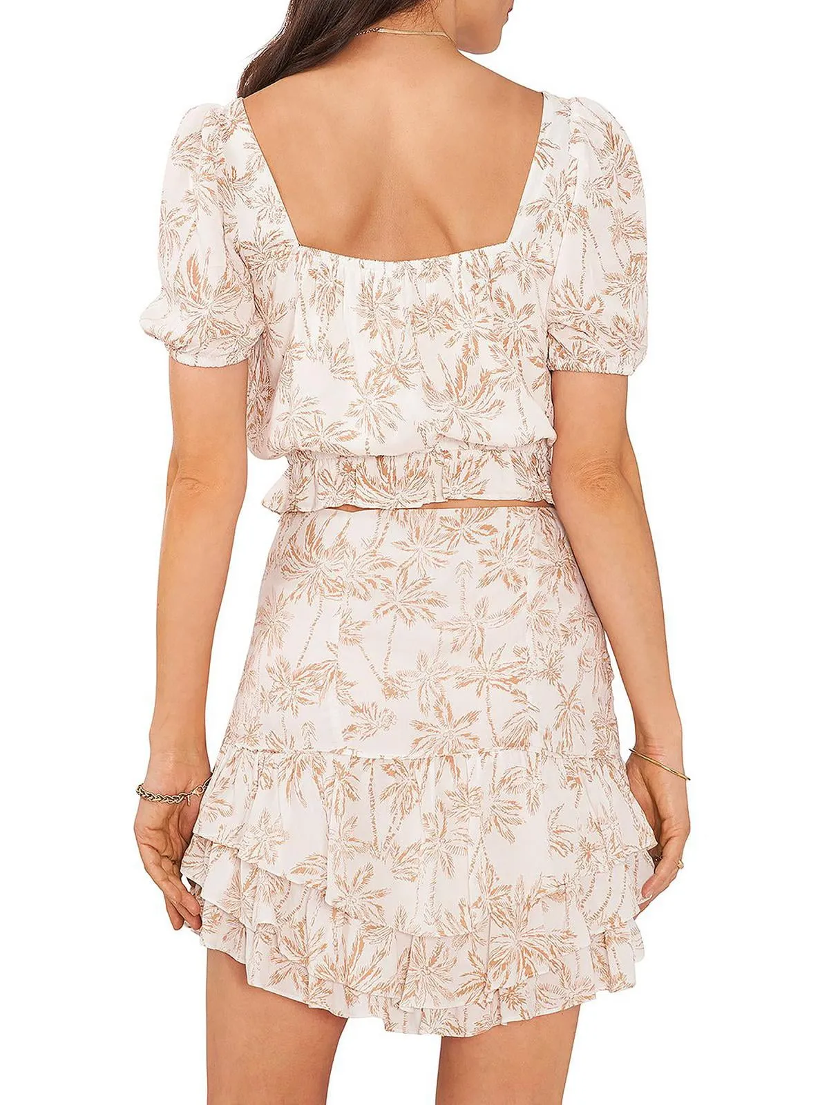 1.State Womens Printed Square Neck Cropped White Size Medium sold by Leota product image thumbnail 2