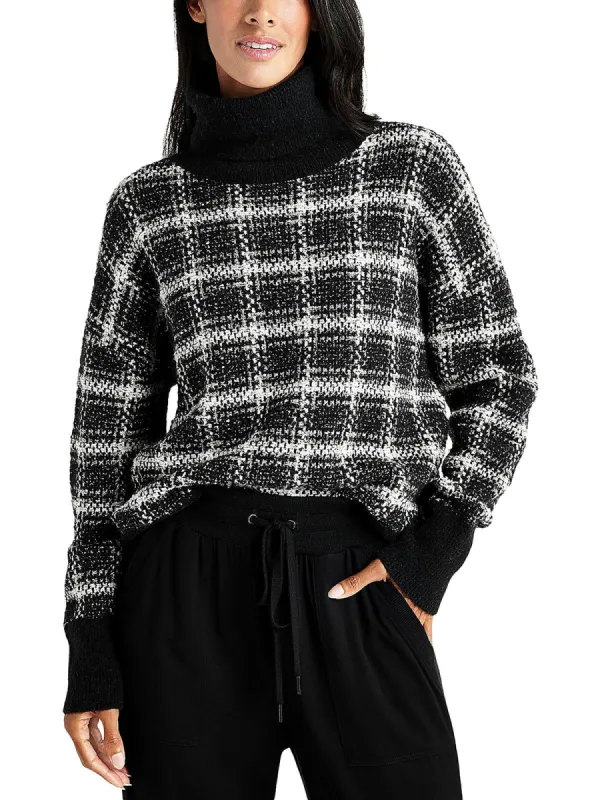 Splendid Ginny Plaid Turtleneck Sweater Black Size XL sold by Leota