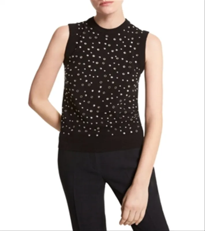 Michael Kors Collection Cashmere Embellished Shell Gray Size XS sold by Leota