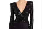 L'Agence Metallic Wrap Blazer Black Size XS sold by Leota