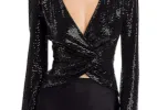 L'Agence Metallic Wrap Blazer Black Size XS sold by Leota