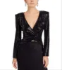 L'Agence Metallic Wrap Blazer Black Size XS sold by Leota