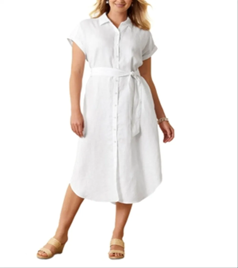 Tommy Bahama Coastalina Linen Maxi Shirt Dress White sold by Leota product image thumbnail 4