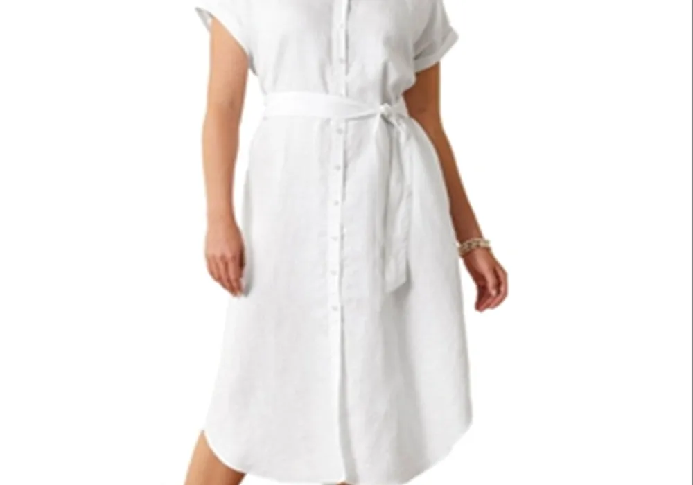 Tommy Bahama Coastalina Linen Maxi Shirt Dress White sold by Leota product image thumbnail 2