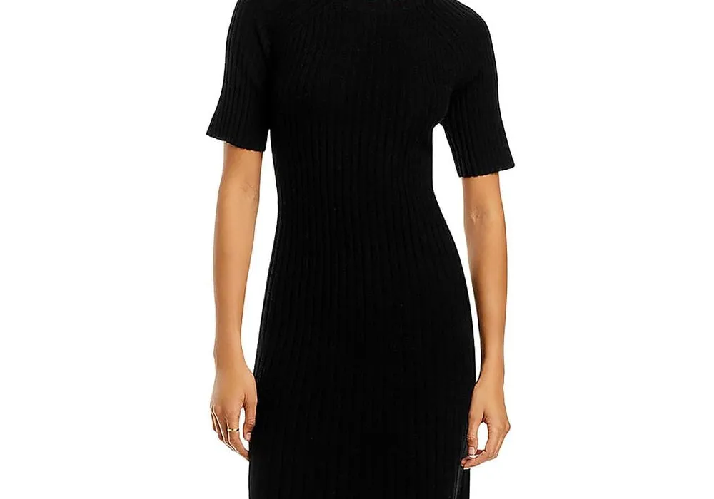 C by Bloomingdale's Cashmere Ribbed Midi Cashmere Dress Black sold by Leota product image thumbnail 2