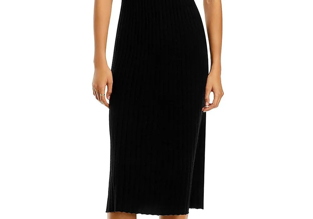 C by Bloomingdale's Cashmere Ribbed Midi Cashmere Dress Black sold by Leota product image thumbnail 3