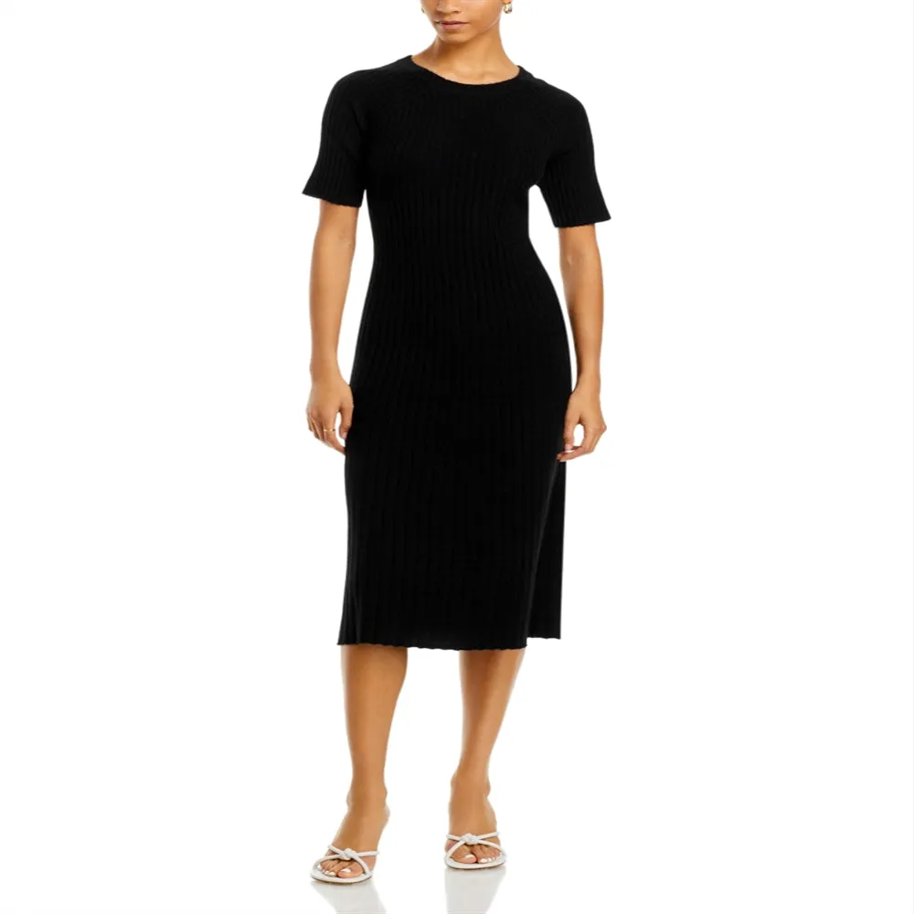 C by Bloomingdale's Cashmere Ribbed Midi Cashmere Dress Black sold by Leota product image thumbnail 4