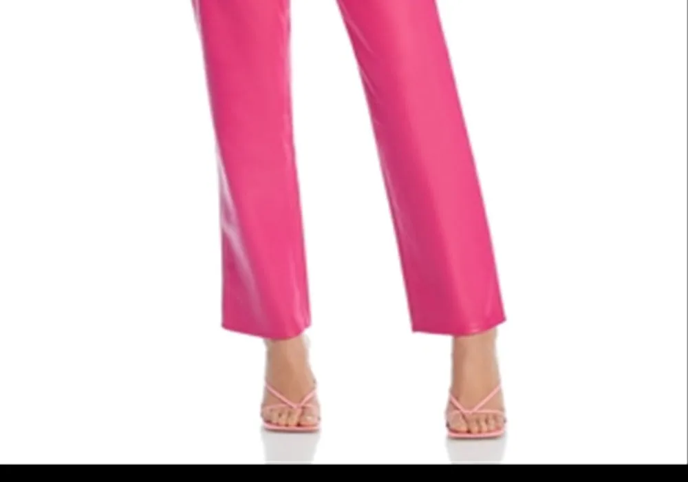 Good American Faux Leather Good Icon High Rise Straight Leg JeansPink Size 6 sold by Leota product image thumbnail 3