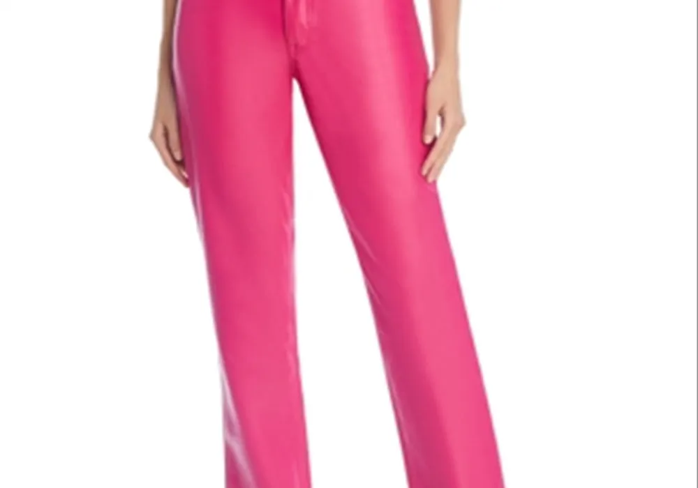 Good American Faux Leather Good Icon High Rise Straight Leg JeansPink Size 6 sold by Leota product image thumbnail 2