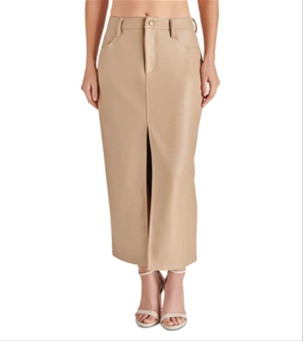 Steve Madden Avani Faux Leather Maxi Skirt Tan Size 2 sold by Leota