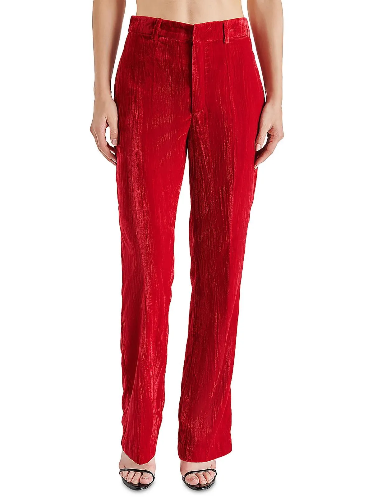 Steve Madden Mercer Crushed Velvet Pants Red sold by Leota