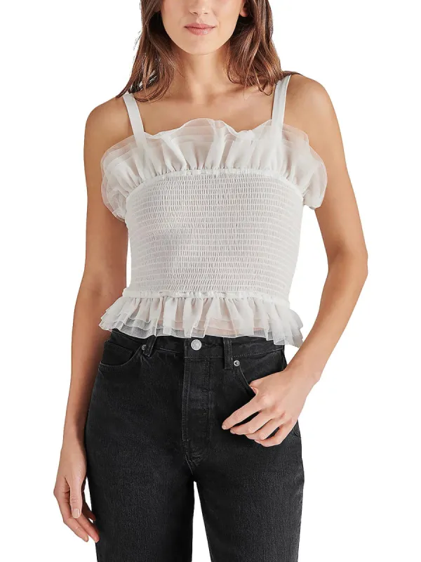 Steve Madden Rhiannon Smocked Tulle Top White sold by Leota