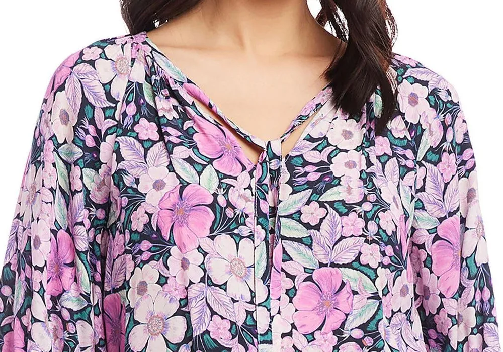 Karen Kane Floral Print Blouson Sleeve Top Gray Size XS sold by Leota product image thumbnail 2