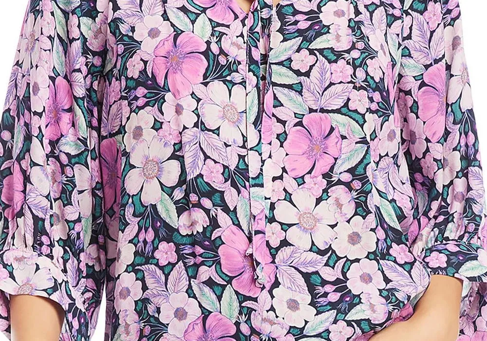 Karen Kane Floral Print Blouson Sleeve Top Gray Size XS sold by Leota product image thumbnail 3