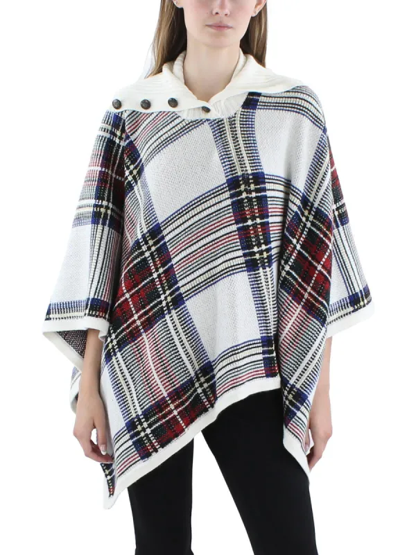 Lauren Ralph Lauren Women's Checked Plaid Wool-Blend Poncho Sweater Multi sold by Leota