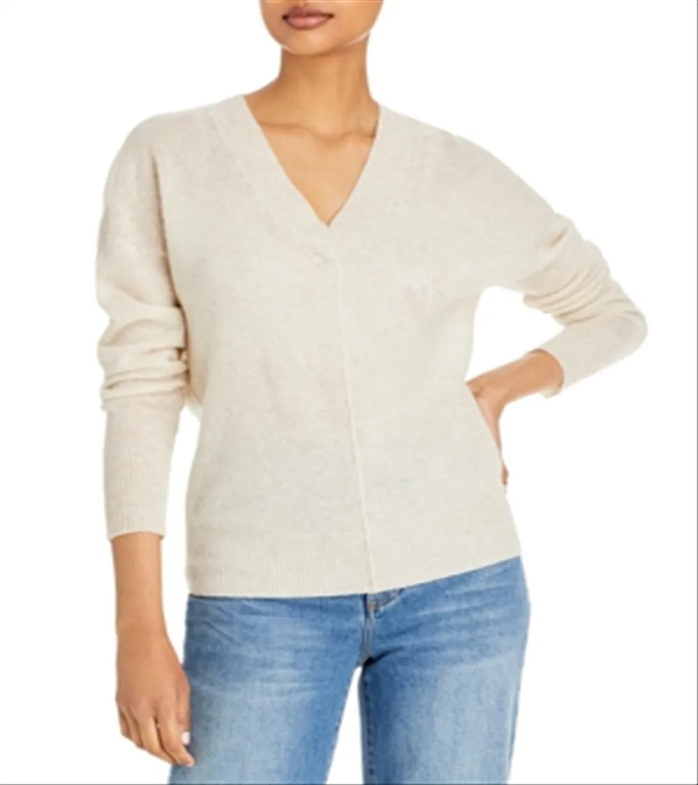 Aqua Cashmere V-Neck Sweater Beige Size XS sold by Leota product image thumbnail 4