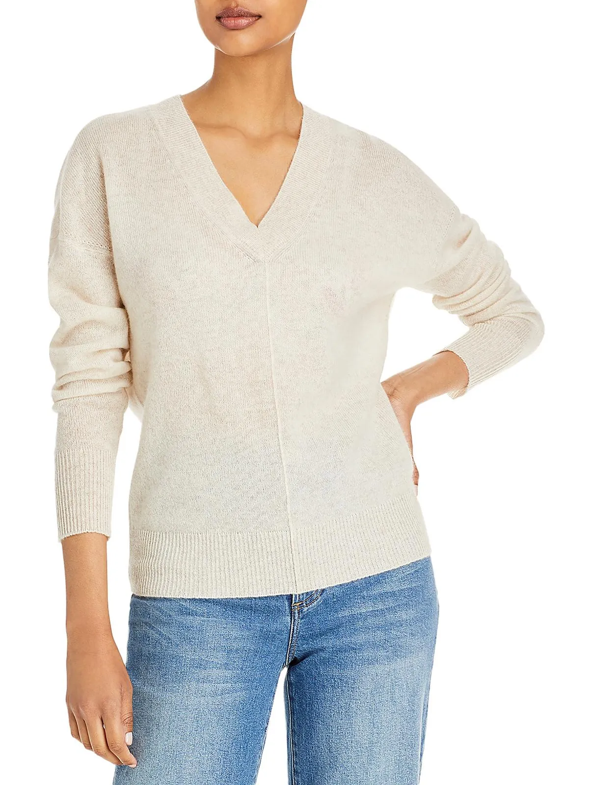 Aqua Cashmere V-Neck Sweater Beige Size XS sold by Leota