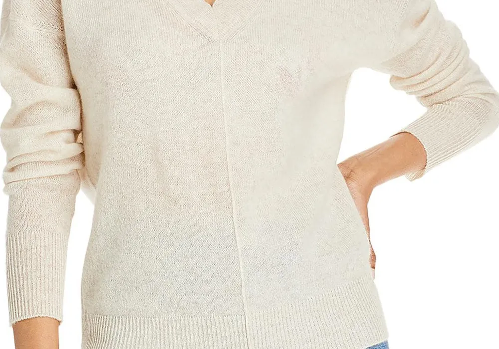 Aqua Cashmere V-Neck Sweater Beige Size XS sold by Leota product image thumbnail 3